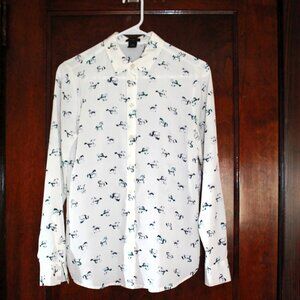 Ann Taylor Factory Button-Down Shirt w/ Horse Motif, Size 0